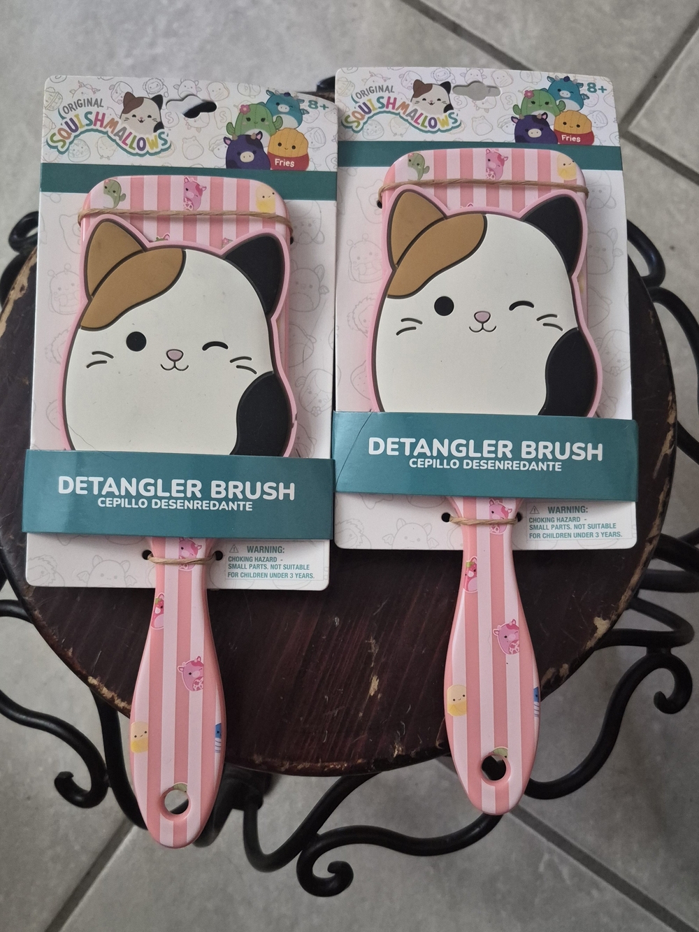 2 New Squishmallows Cam the Cat detangler hairbrushes
